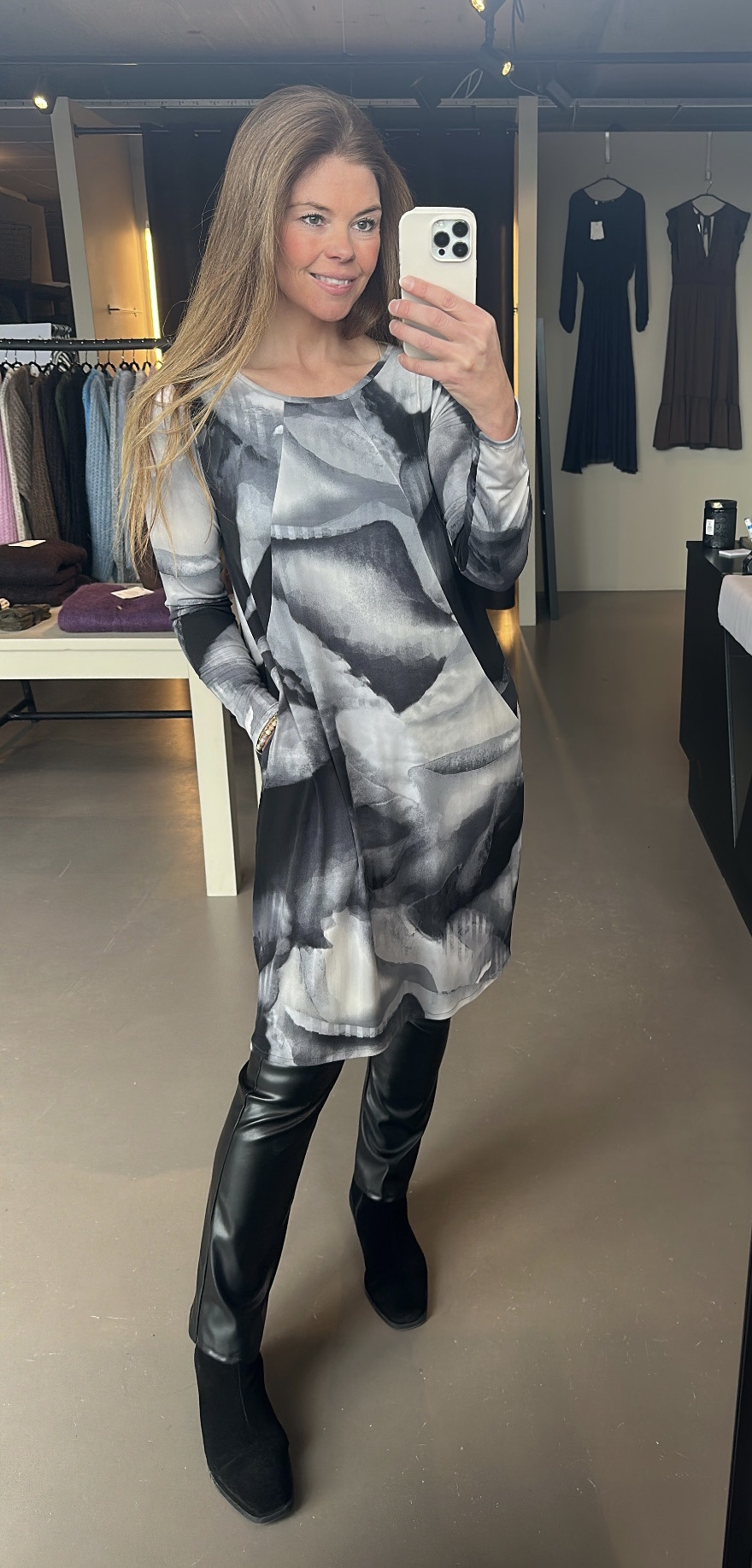 Eyja kjóll Grár Munstraður Polyester