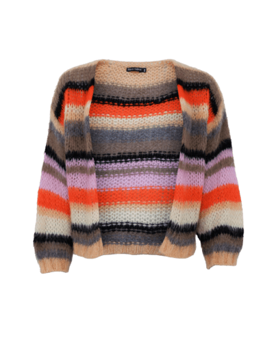 BCADELIN MULTI STRIPED CARDIGAN - PEACH MULTI