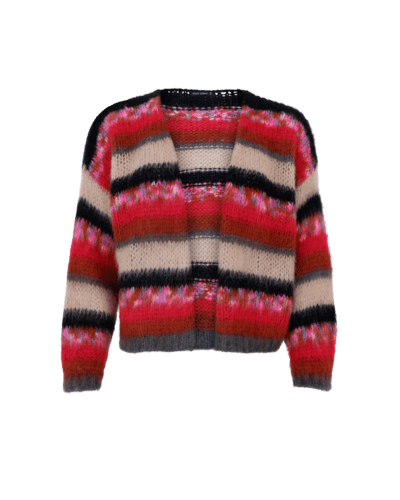 BCADELIN MULTI STRIPED CARDIGAN - Berry