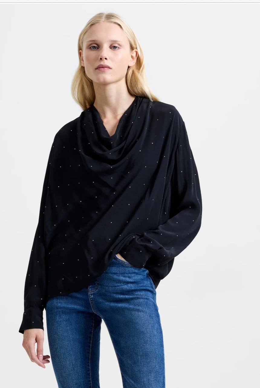 French Connection Renaya Diamante Draped Blouse