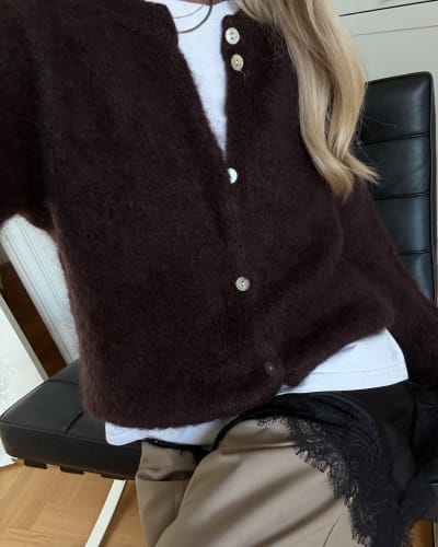 NOELLA N-KAE MOHAIR CARDIGAN BROWN CHOCOLATE