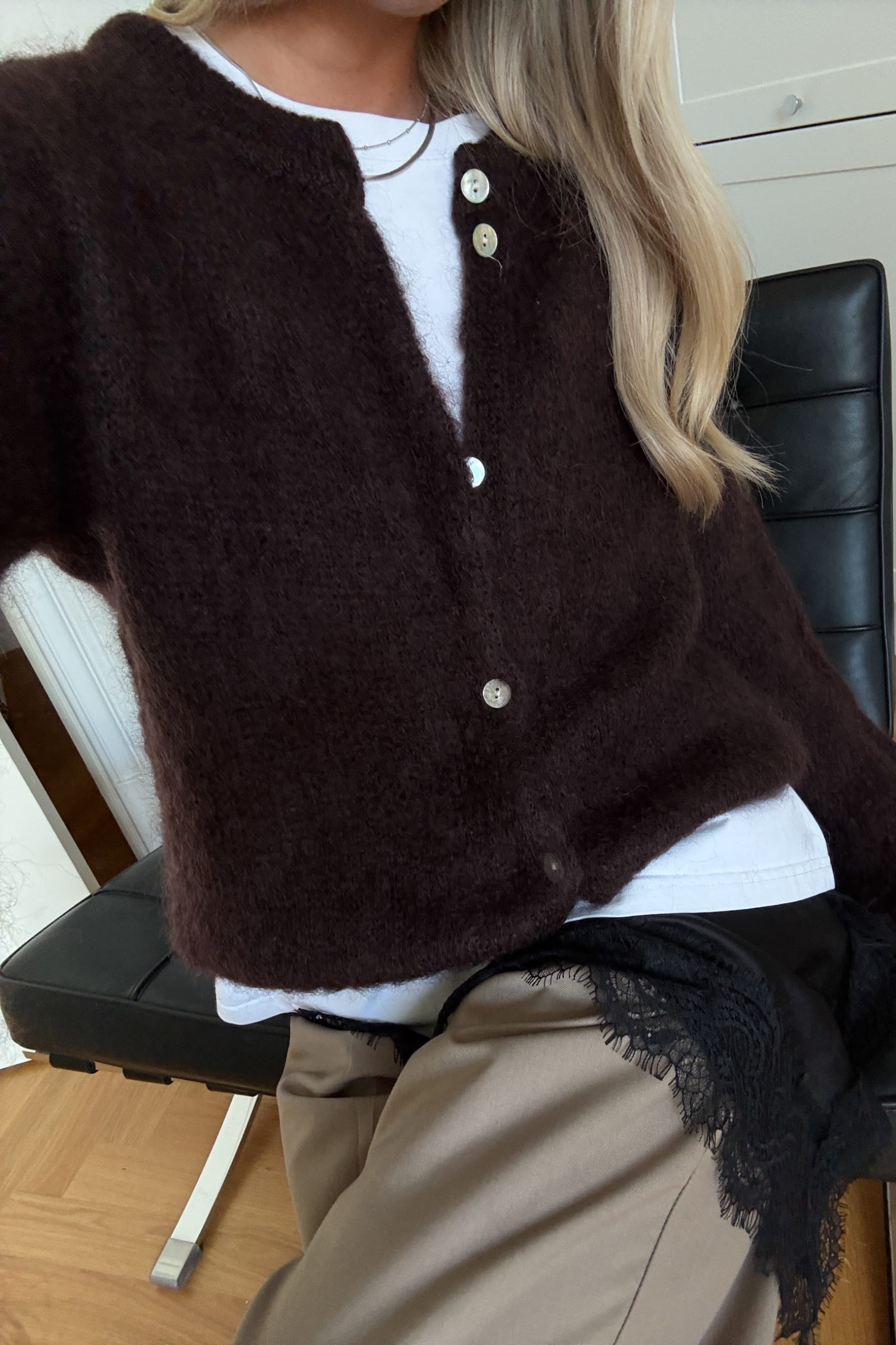NOELLA N-KAE MOHAIR CARDIGAN BROWN CHOCOLATE