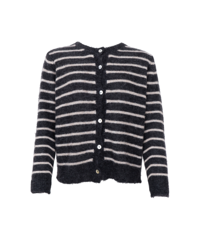 BC Dell striped cardigan dark grey