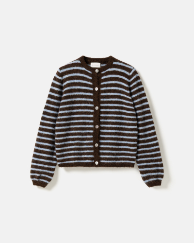 NOELLA N-MERTICE KNIT CARDIGAN BROWN BLUE STRIPE