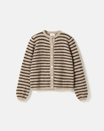 NOELLA N-MERTICE KNIT CARDIGAN BROWN SAND STRIPE