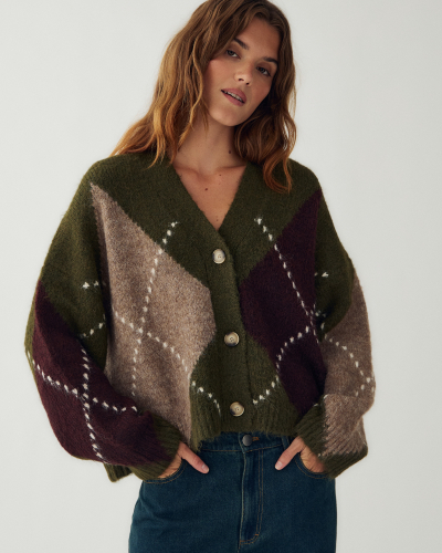 NOELLA N-LAIANA KNIT CARDIGAN AVOCADO GREEN MIX