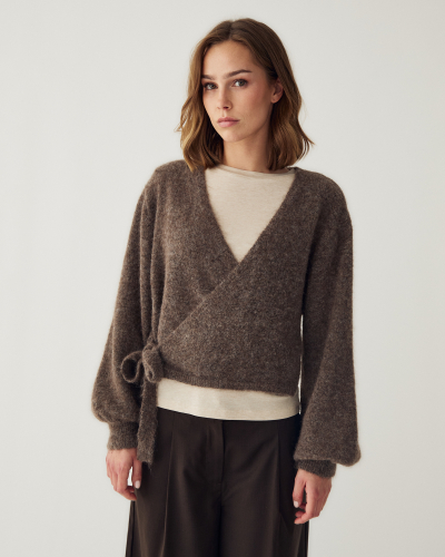 NOELLA N-MAELEE KNIT CARDIGAN MEDIUM GREY MELANGE
