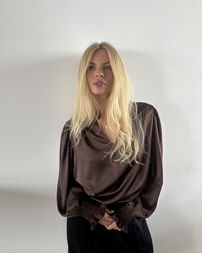 CONTINUE Moe satin blouse brown