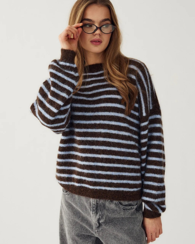 NOELLA N-MAFALDA KNIT BROWN BLUE STRIPE